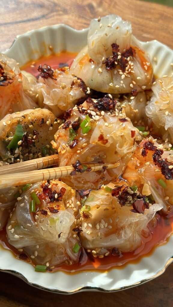 Rice Paper Dumplings with Soy-Garlic Dipping Sauce